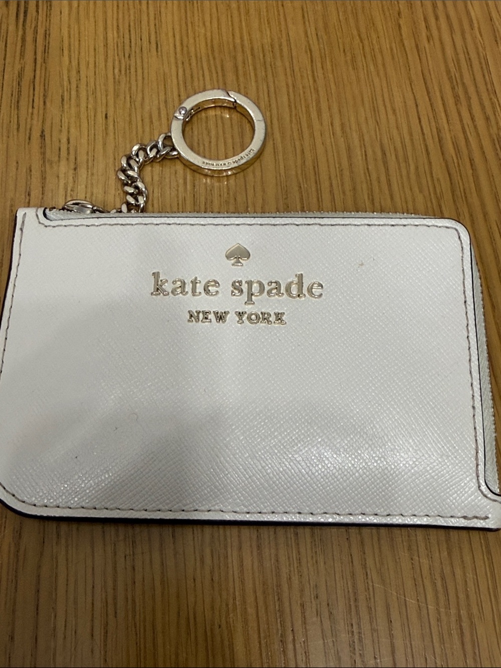 kate spade White Saffiano Card Holder Keyring